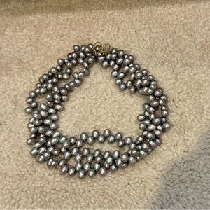 Black triple strand necklace. 16”, simple clasp